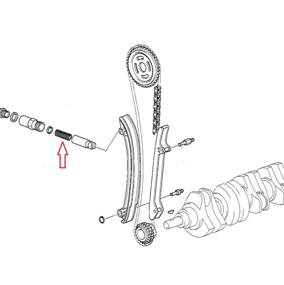 Ressort sur tendeur de chaine de distribution principale pour BMW E34 depuis 09/94 (Origine BMW)