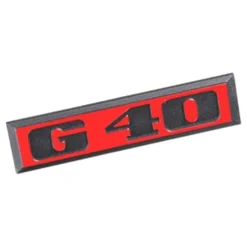 Sigle G40 noir sur fond rouge de calandre 7 barrettes pour VW Polo 2 86C GT G40 (09/1985-09/1989)