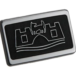 Sigle WOLFSBURG argent sur fond noir d'aile avant pour VW Golf 2 et Jetta 2 (08/1983-07/1992)