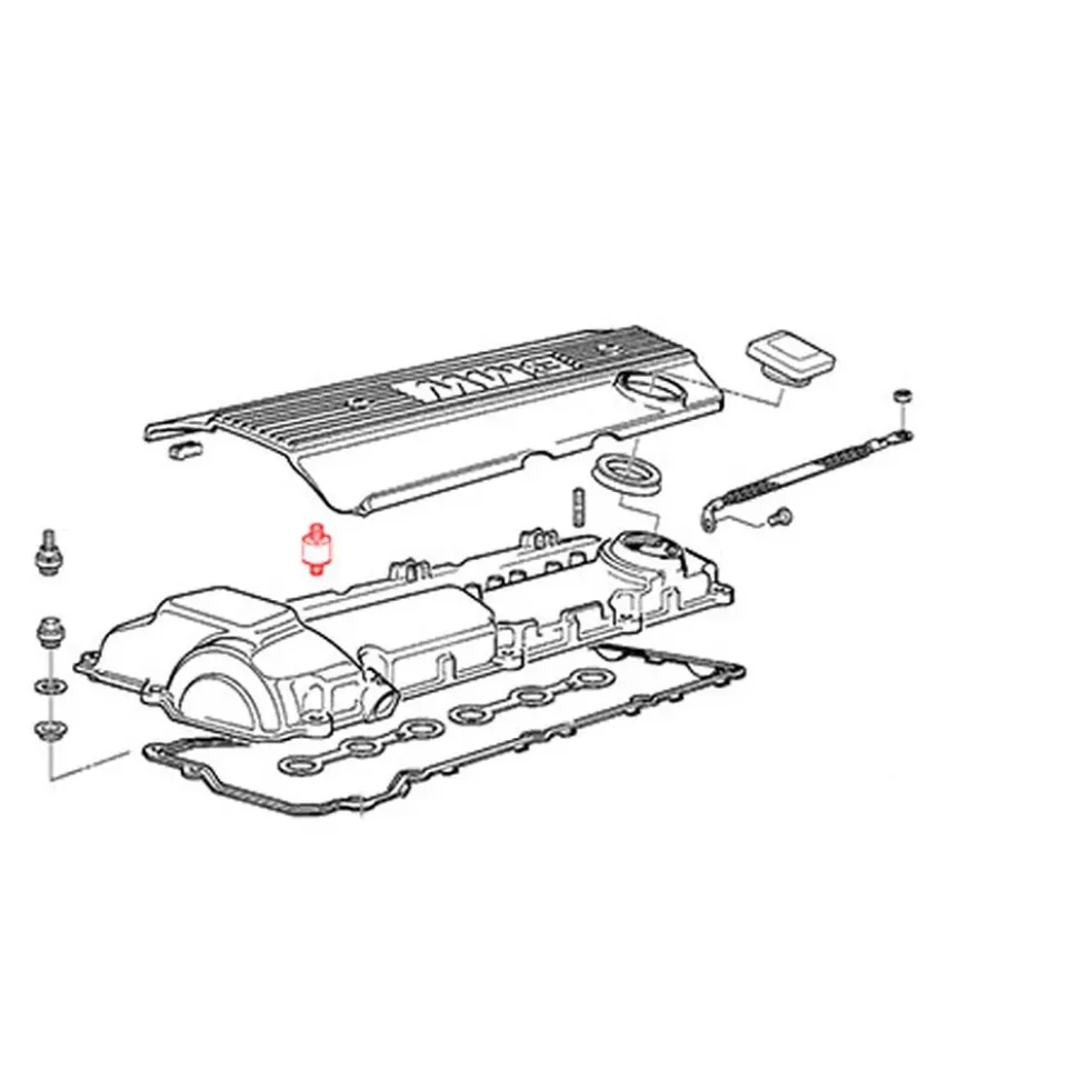 Silentbloc entre couvre culasse et capot de protection FEBI pour Bmw Série 7 E38 (10/1995-07/2001) - 6 Cylindres essence