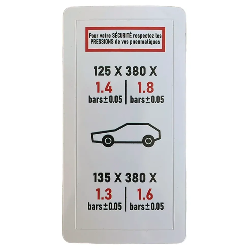 Sticker autocollant de pression des pneus pour Citroën 2cv
