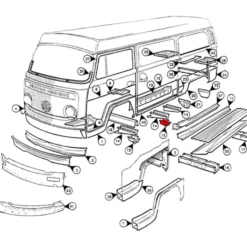 Support de cric arrière gauche pour VOLKSWAGEN Combi Bay Window (1968-1979)