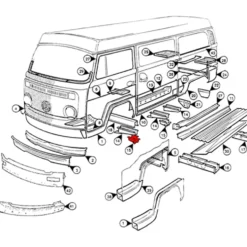 Support de cric avant gauche pour VOLKSWAGEN Combi Bay Window (1968-1979)