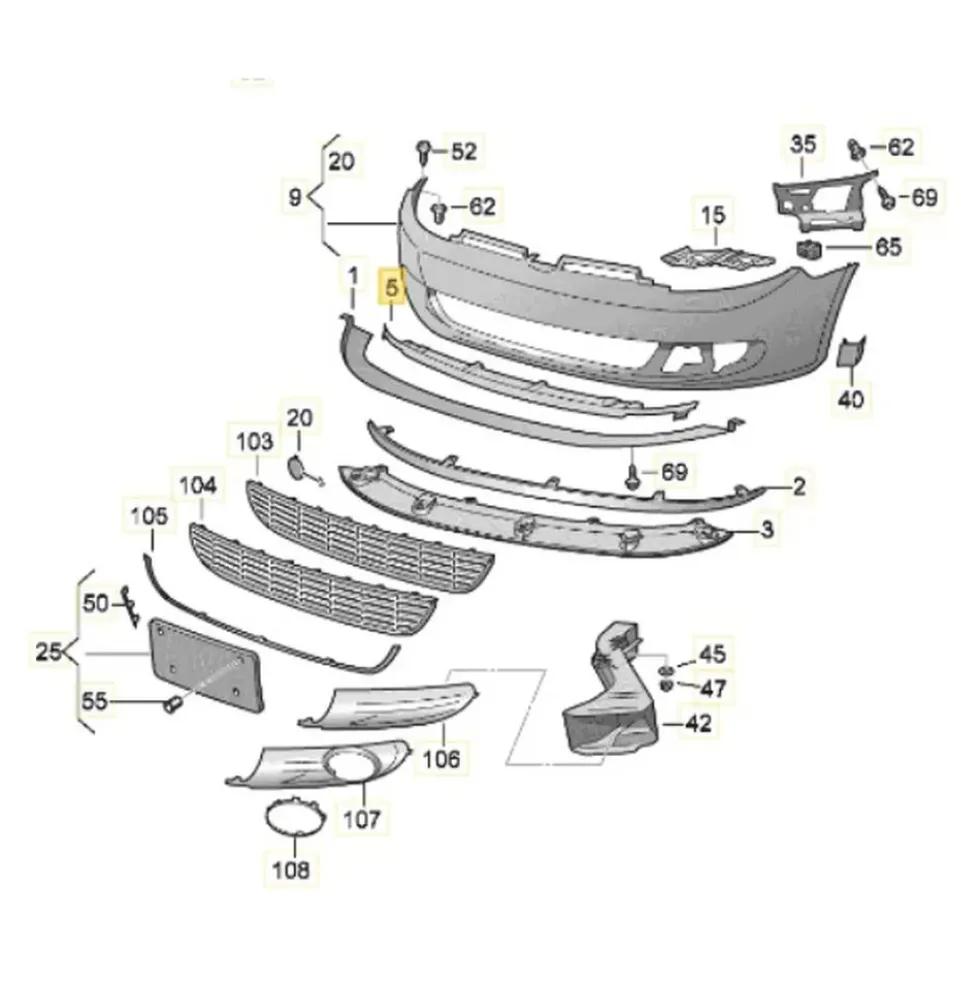 Support de spoiler avant pour Volkswagen Golf 6