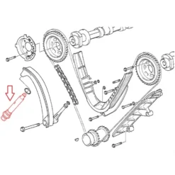 Tendeur de chaîne de distribution FEBI sur partie inférieure bas moteur pour BMW série 5 E39 Berline et Touring V8 (04/1995-07/1998) - moteurs M62B35 M62B44