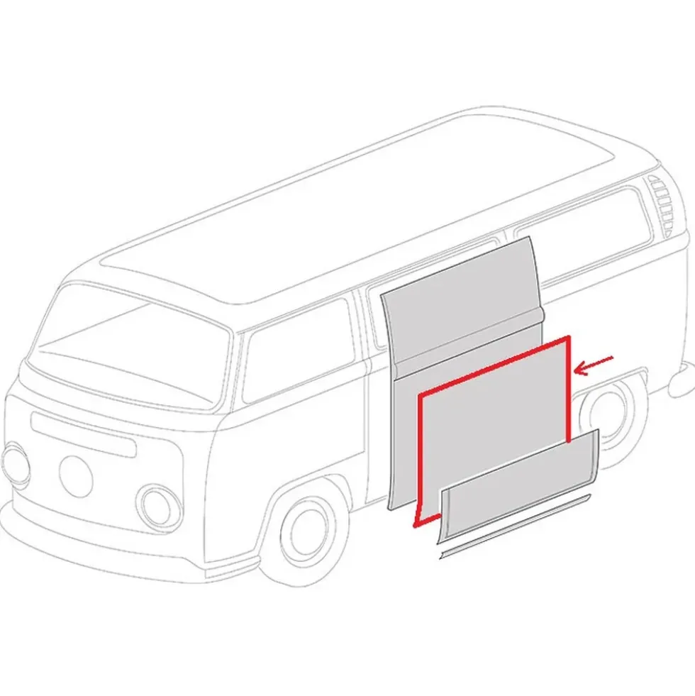 Tôle de panneau latéral de milieu extérieur gauche pour Combi Bay Window 68 ->79