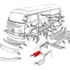 Tôle extérieure de marche avant gauche pour VOLKSWAGEN Combi Bay Window (08/1972-07/1979)