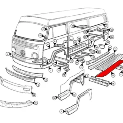 Tôle soubassement latéral gauche pour VOLKSWAGEN Combi Bay Window (1968-1979)