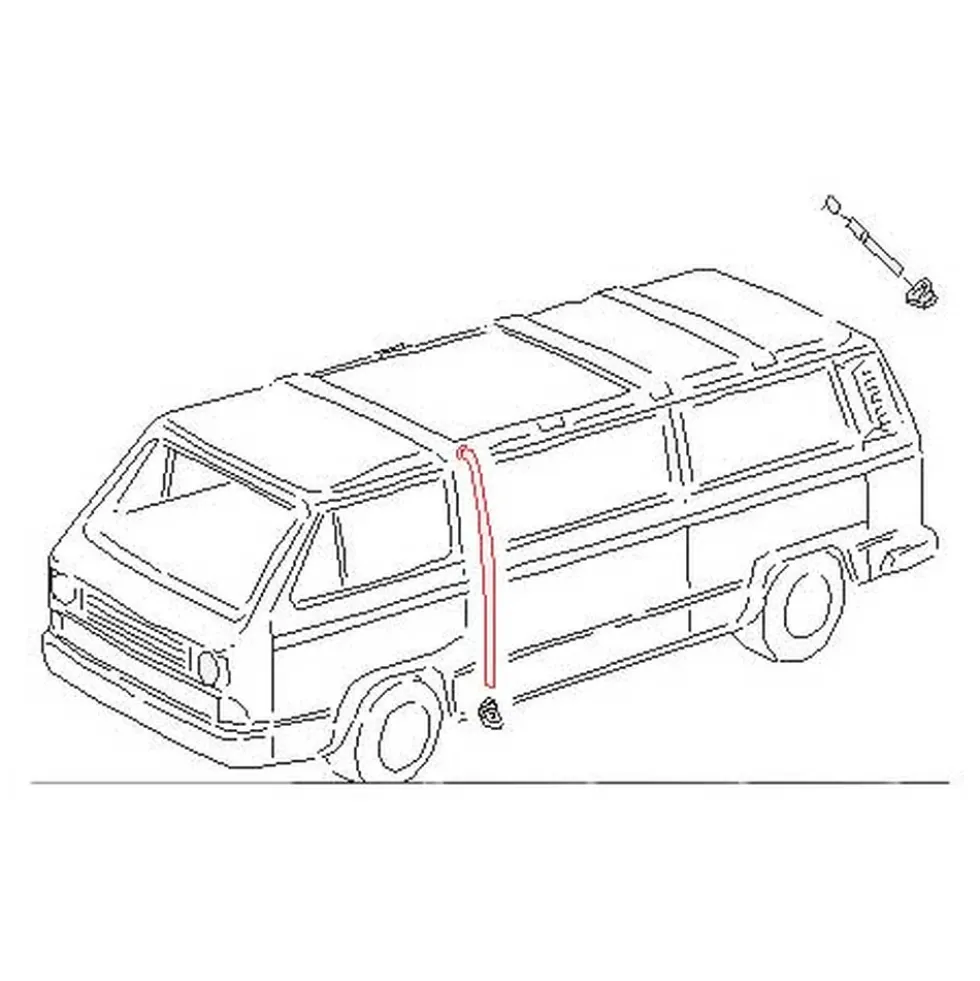 Tuyau de goulotte avant sur toit ouvrant pour VOLKSWAGEN Combi et Transporter (08/1967-07/1992)