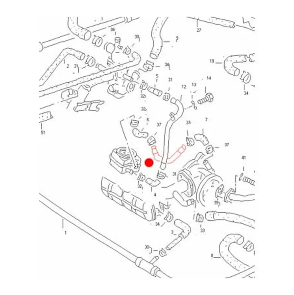 Tuyau inox entre la pompe à eau et le radiateur pour Transporteur 1.9 / 2.1 - 85 ->92