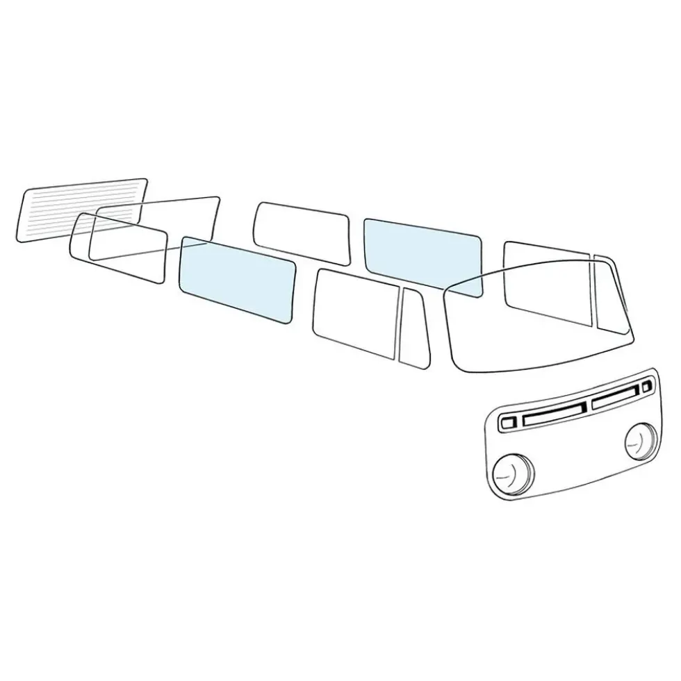 Vitre centrale gauche ou droite pour VOLKSWAGEN Combi Bay Window (08/1967-07/1979)