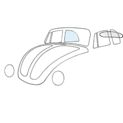 Vitre latérale arrière claire droite pour VOLKSWAGEN Coccinelle Cabriolet (08/1964-03/1981)
