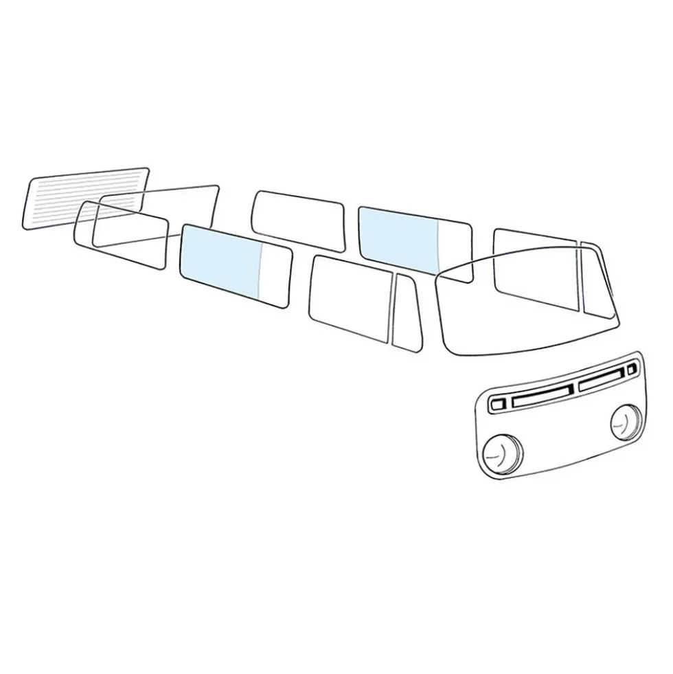 Vitre 3/4 latérale arrière milieu gauche ou droite pour Combi VW Bay Window